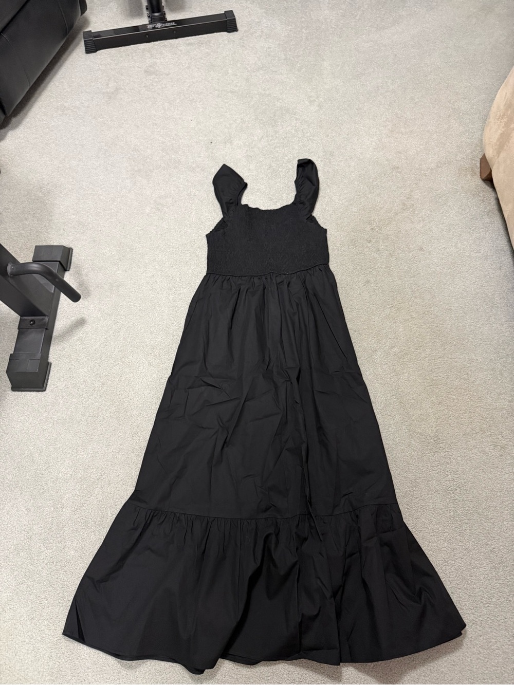 NWT Smocked Black Maxi Dress with Flutter Sleeves XL - Picture 2 of 2